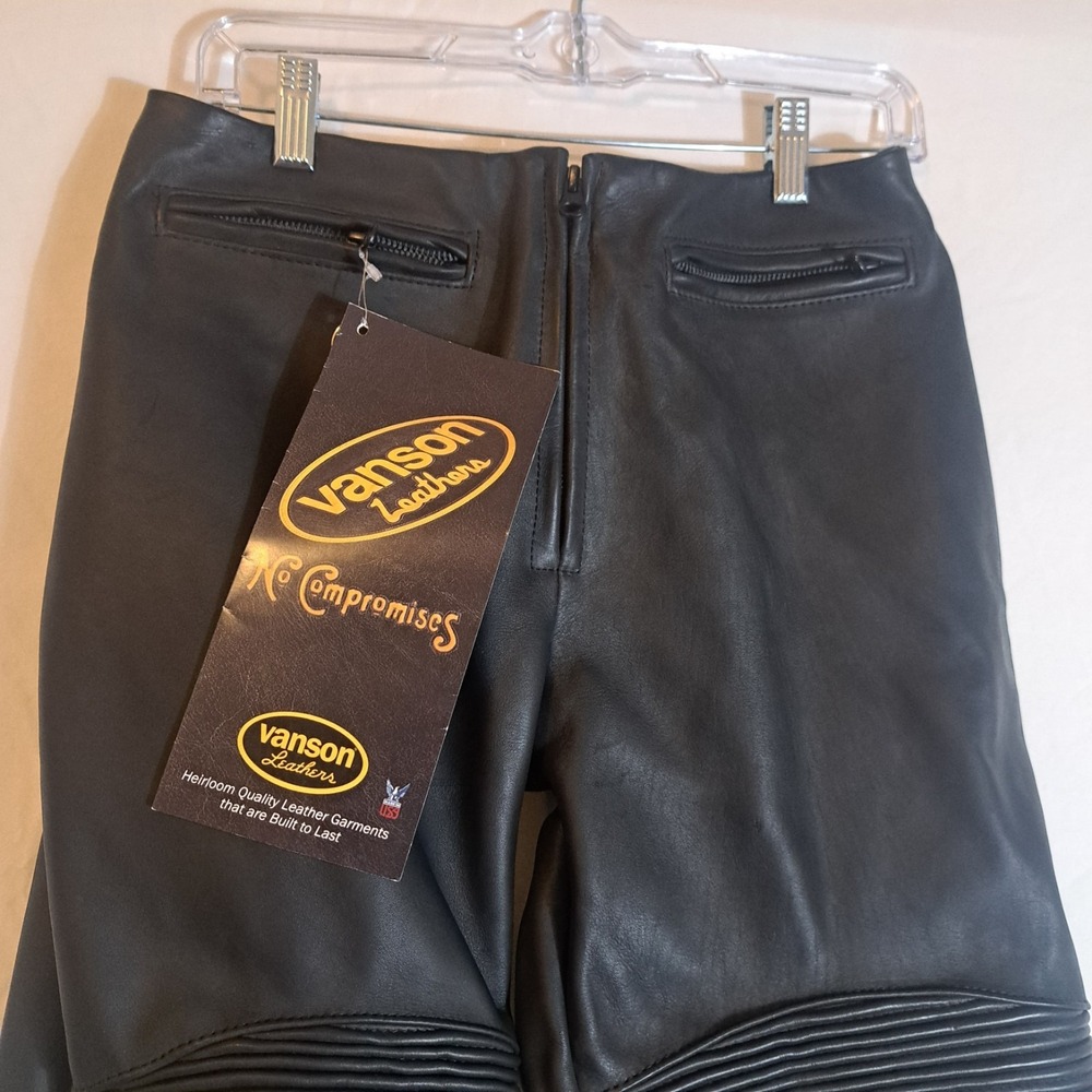Harley Davidson x Vanson Black Leather Pants Moto Trouser Womens Size 6 $895 NWT - Picture 3 of 14